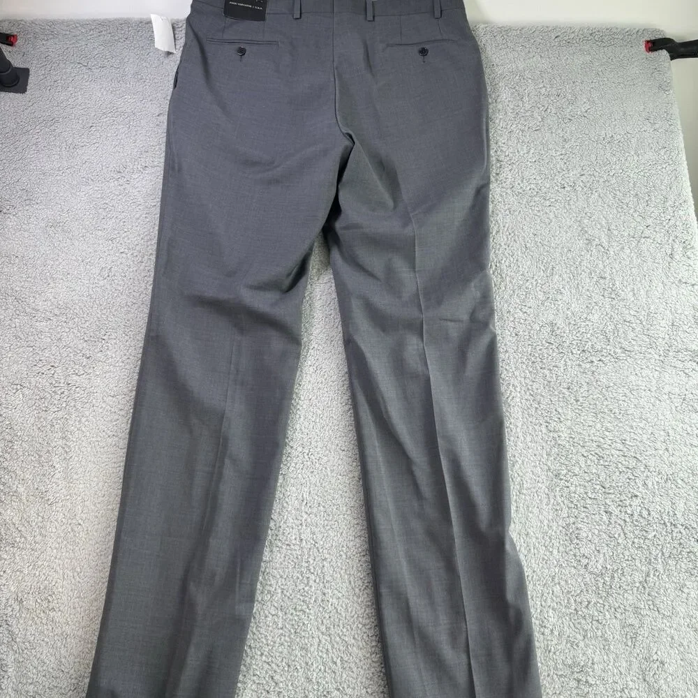 John Varvatos USA Pants Mens‎ 38 Gray Wool Blend Dress Slacks Unhemmed NWT